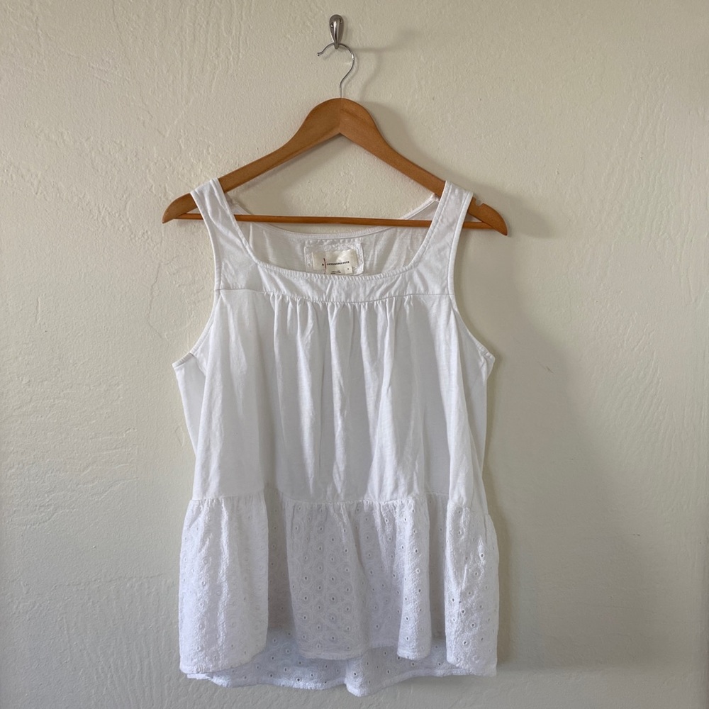 Women’s White Tank Top with Eyelet Detail from Anthropologie Size S